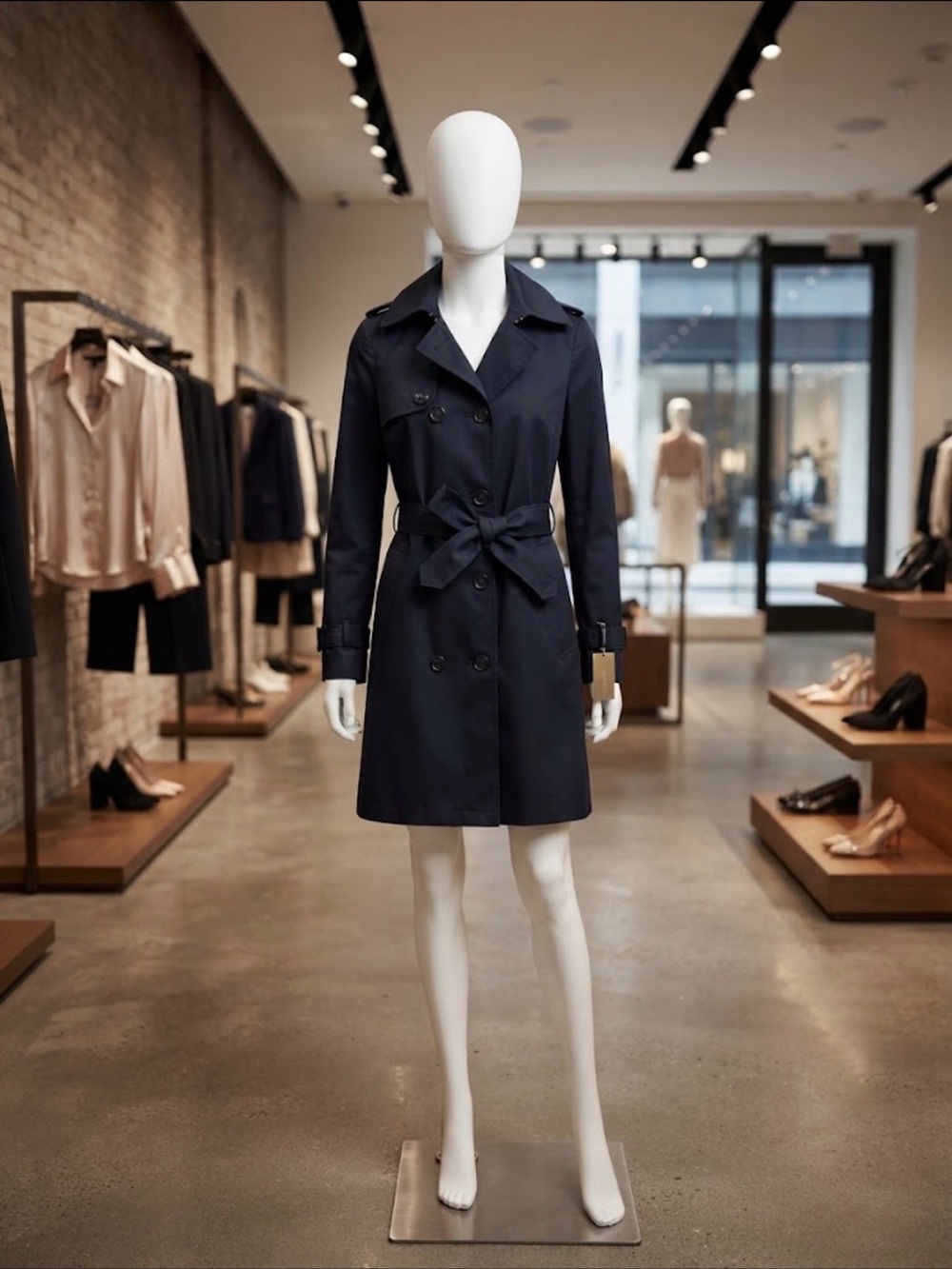 Tommy Hilfiger Navy Double-Breasted Trench Coat